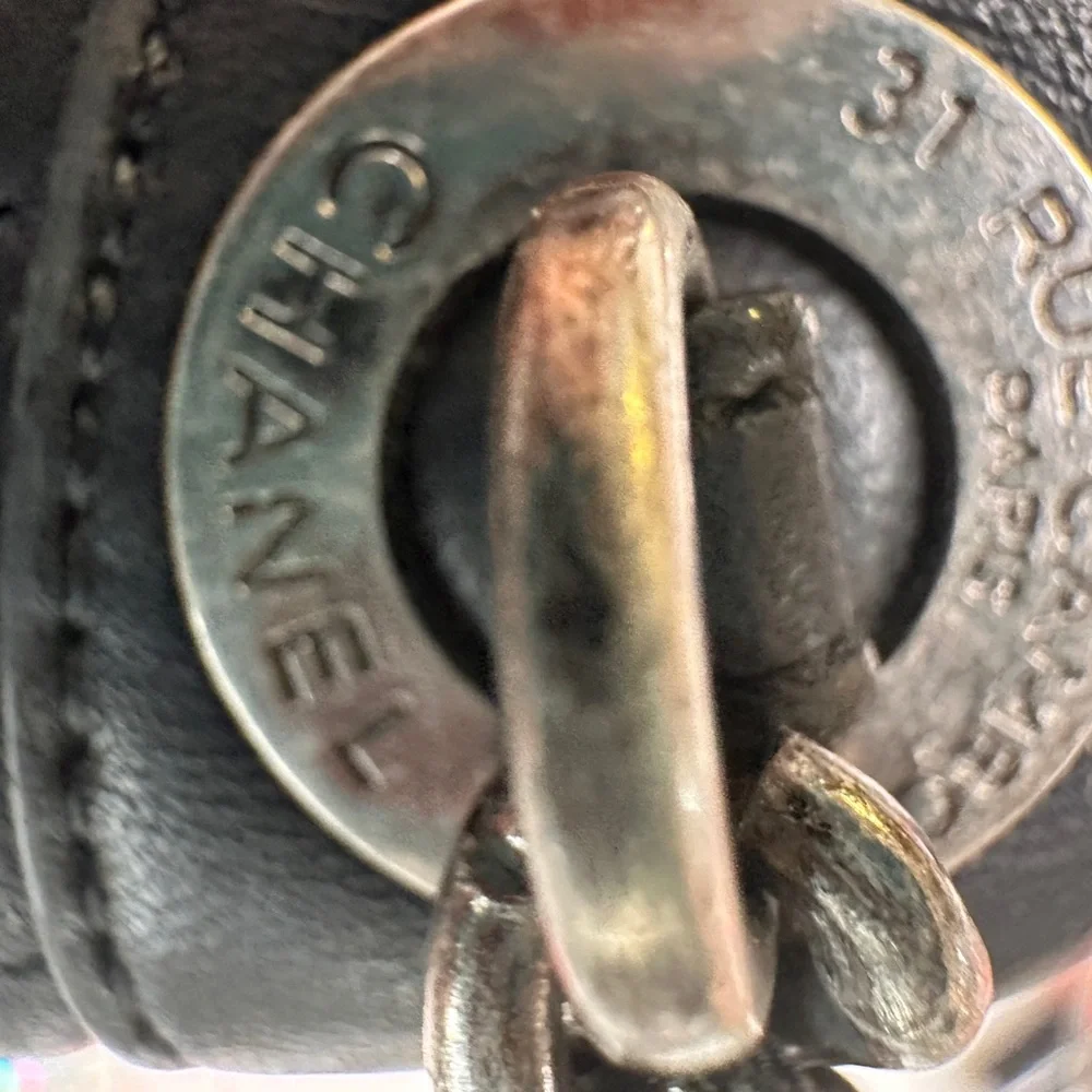 CHANEL  Black Quilted Crossbody Bag with Chain - Picture 10 of 14